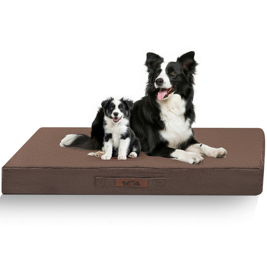 XXL Dog Crate Bed - Indestructible Orthopedic High Quality Dog Bed for Large Dogs, Removable Washable Cover, Chew Proof, Suitable for Dogs Up to 130 Lbs, Caramel-Christmas Dog Stuff Clearance
