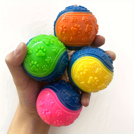 [2-Pack Durable Squeaky Dog Balls] 2-Pack Striped Squeaky Dog Balls, Durable TPR Chew Toys for Dental Health & Training, Non-Toxic, Bite-Resistant, All Breed Sizes, No Battery Needed
