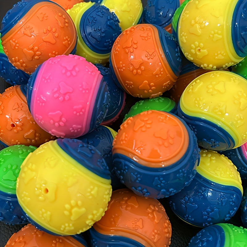 [2-Pack Durable Squeaky Dog Balls] 2-Pack Striped Squeaky Dog Balls, Durable TPR Chew Toys for Dental Health & Training, Non-Toxic, Bite-Resistant, All Breed Sizes, No Battery Needed
