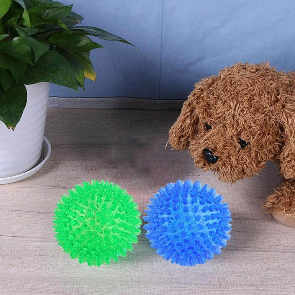 6 Pack Pet Chase Balls Dog Chew Toys Squeaky Dog Toy Balls Spiked Dog Balls for Vigorous Chewing Christmas Gifts Spiked Ball Toys for Teeth Cleaning and Training, Without Battery